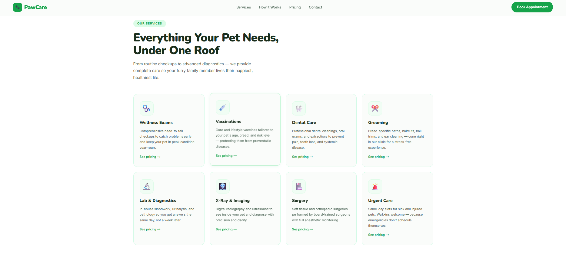 PawCare Services Section